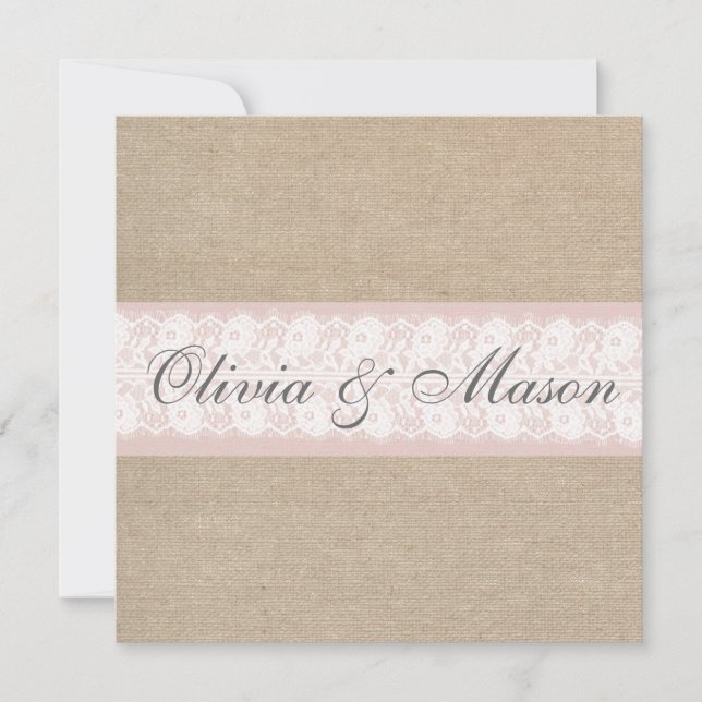 Invitación rosada elegante de la boda de la (Anverso)