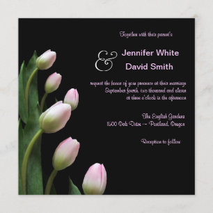 Invitación rosada elegante de la boda del tulipán