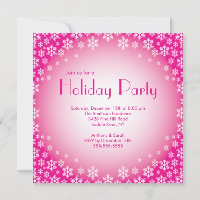Invitación rosada elegante de la celebración de (Anverso)