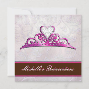 Invitación rosada elegante de la tiara con el