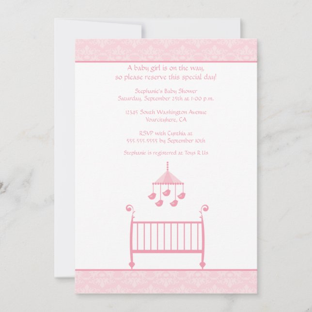 Invitación rosada elegante de moda de la fiesta de (Anverso)