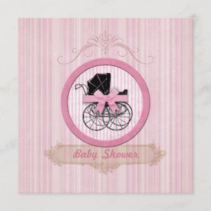 Invitación rosada elegante lamentable de Baby