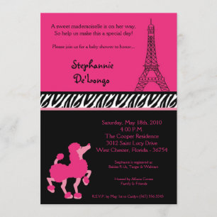 invitación rosada femenina de París Baby Shower