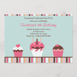 Invitación rosada linda de la fiesta de cumpleaños