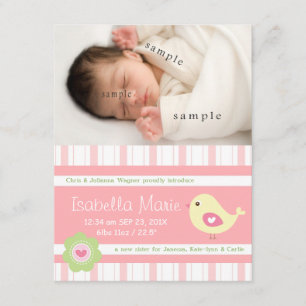 Invitación rosada linda del nacimiento de la foto