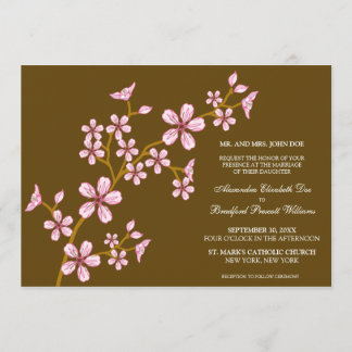 Invitación rosada preciosa de la boda de la flor