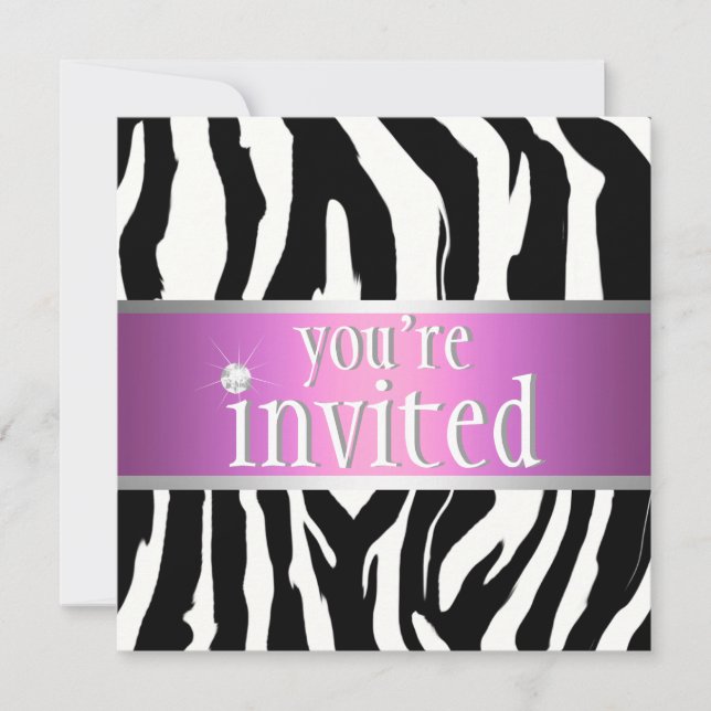 Invitación rosada púrpura del cumpleaños de la (Anverso)