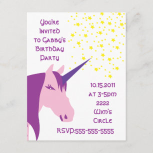 Invitación rosada/púrpura del cumpleaños del