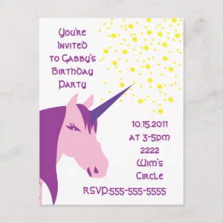 Invitación rosada/púrpura del cumpleaños del
