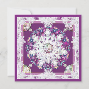 Invitación Rosada roja cardinal y copo de nieve