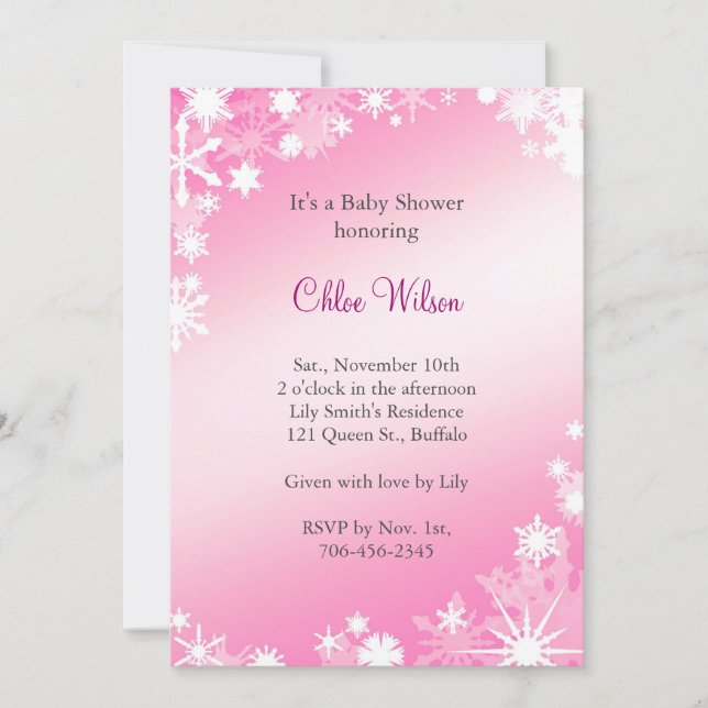 Invitación rosada suave de Baby Shower de los (Anverso)