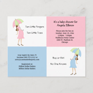 Invitación rosada y azul caprichosa de Baby Shower