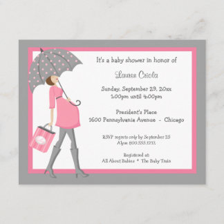 Invitación rosada y gris de Baby Shower del