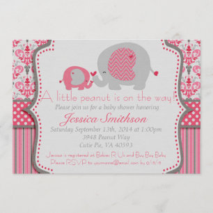 Invitación rosada y gris de Baby Shower del