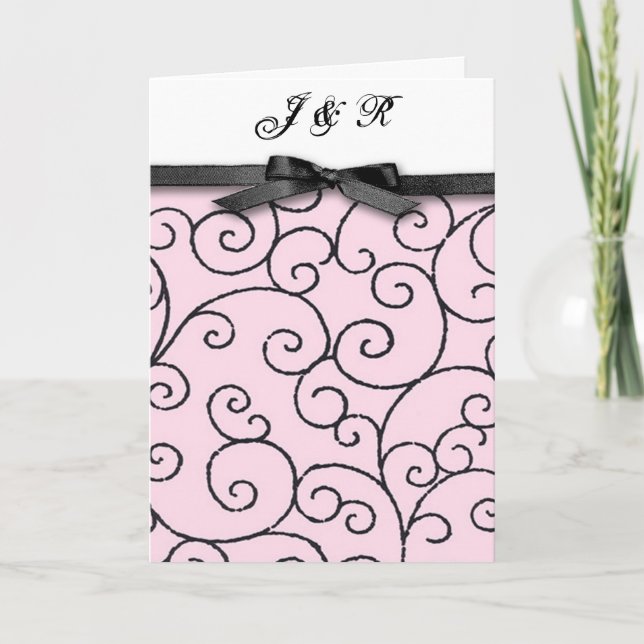 Invitación rosada y negra de la boda (Anverso)