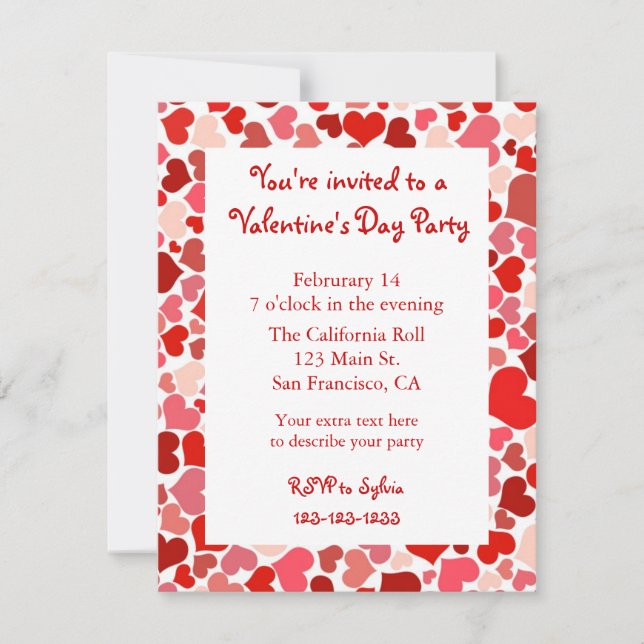 Invitación rosada y roja del el día de San (Anverso)