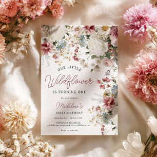 Invitación Rosado ruso de Rubor, flor salvaje de Crema por pr