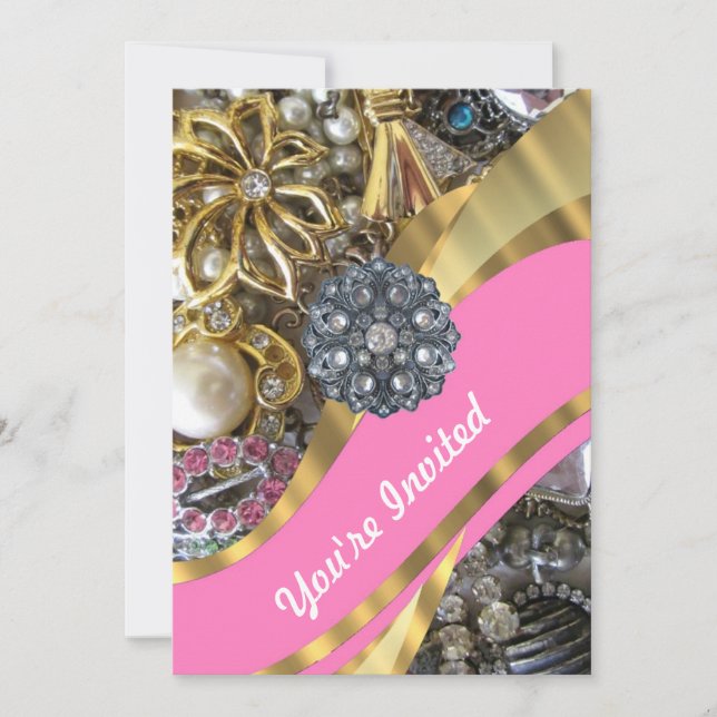 Invitación Rosado y dorado (Anverso)