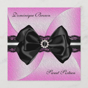 Invitación Rosados y negros elegantes invitan con el arco del