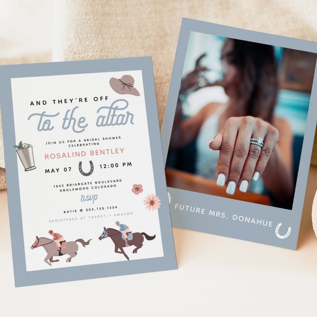 Invitación ROSALIND Horse Derby Dusty Blue Bridal Shower (Subido por el creador)