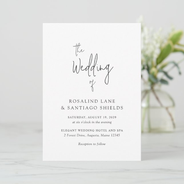 Invitación Rosalind Typografía moderna Boda elegante (Anverso de pie)