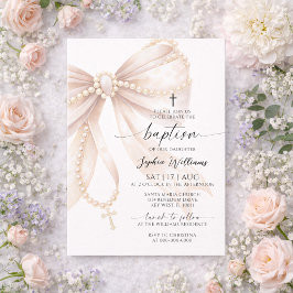 Invitación Rosario de Perlas Lazo de Bautismo