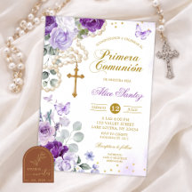 Rosario Floral Morado Primera Comunión Católica