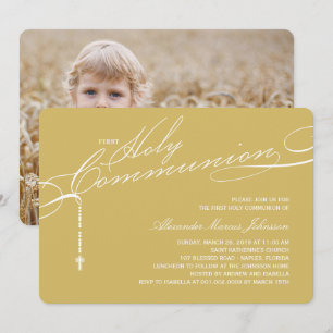 Invitación Rosario moderno Primera Comunión Foto Religiosa