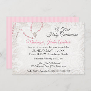 Invitación Rosary y Lace First Community Pink