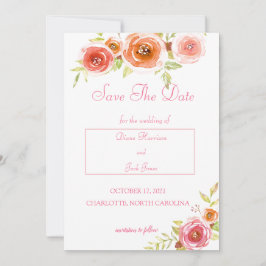 Invitación Rosas Acuarela Floral Boda Guardar la Fecha