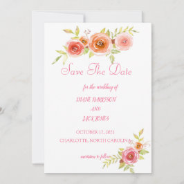 Invitación Rosas Acuarela Floral Boda Guardar la Fecha