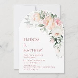 Invitación Rosas acuarela modernas boda arqueada