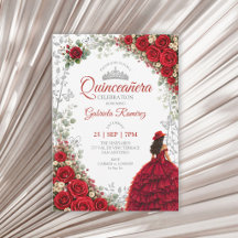 Rosas acuarela rojas y plateadas Quinceañera 