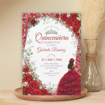 Rosas acuarela rojas y plateadas Quinceañera