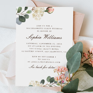 Invitación Rosas acuarelas fiesta de soltería floral fin de s