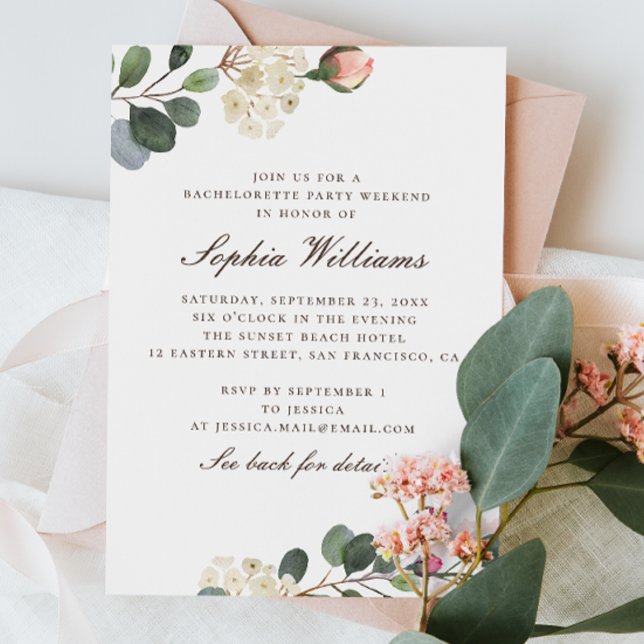 Invitación Rosas acuarelas fiesta de soltería floral fin de s (Subido por el creador)
