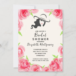 Invitación Rosas acuarelas Gran Gorra Ducha Bridal