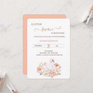 Invitación Rosas adorables de cisne bebé Baby Shower