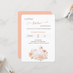 Invitación Rosas adorables de cisne bebé Baby Shower