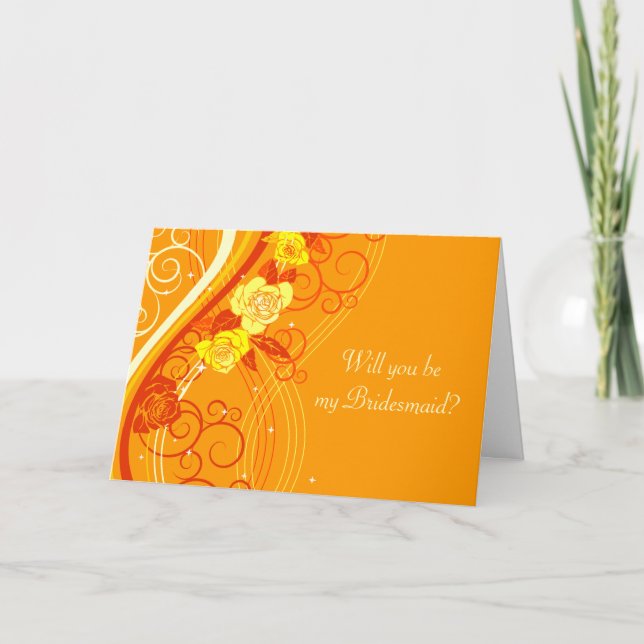 Invitación Rosas Amarillas de Boda Naranja (Anverso)