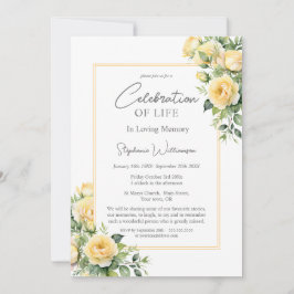 Invitación Rosas amarillas de celebración de la vida