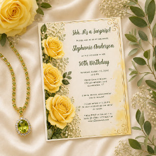 Invitación Rosas amarillas elegantes sorprenden en la fiesta 