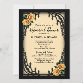 Invitación Rosas amarillas Ensayo gótico Cena Amarillo
