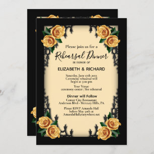 Invitación Rosas amarillas Ensayo gótico Cena Amarillo