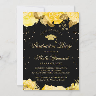Invitación Rosas Amarillas Frontera Floral Graduación