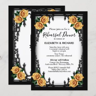 Invitación Rosas Amarillas Gótica Ensayo Cena Blanca