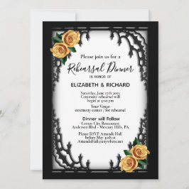 Invitación Rosas Amarillas Gótica Ensayo Cena Blanca