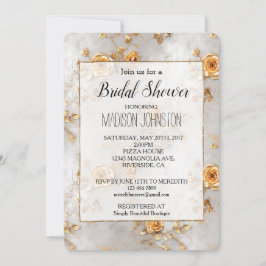 Invitación Rosas Amarillas Románticas Ducha Británica