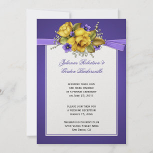Invitación Rosas Amarillas Violetas Purpuras Post Boda