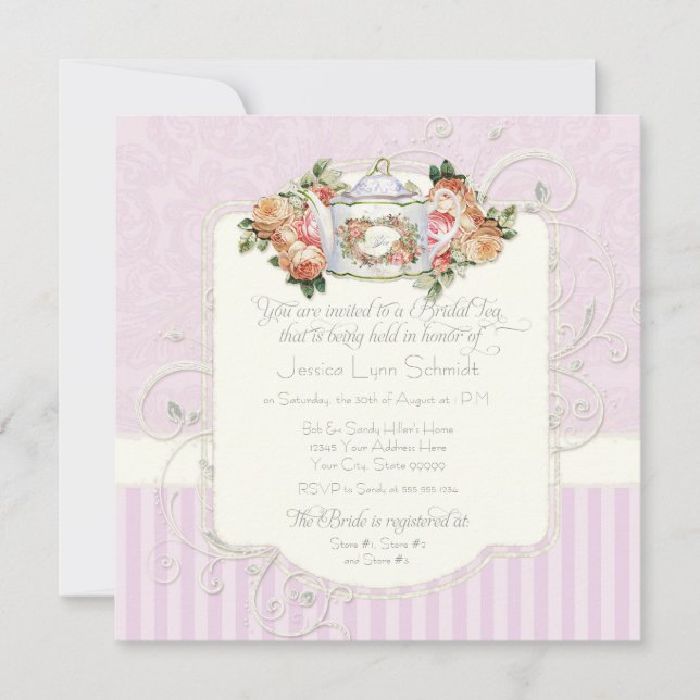 Invitación Rosas antiguos de época Floral Bouquet Moderno Swi (Anverso)